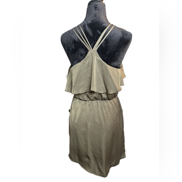 City Triangles Women’s Olive Green Ruffle Dress Size M – Belted, Sleeveless - Picture 4 of 11